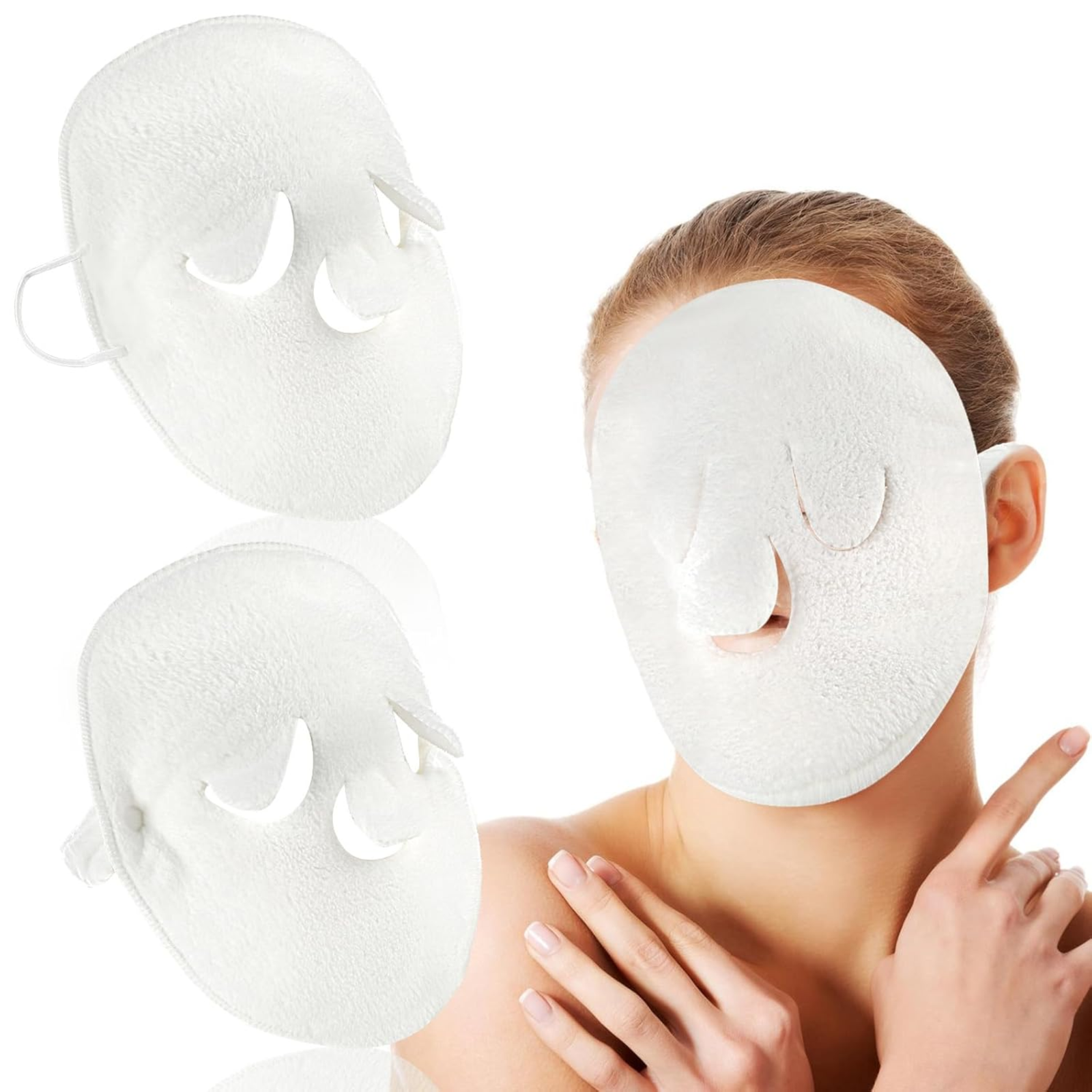 Cotton Hot & Cold Compress Face Towel Mask | Steam Heating Facial Towel for Pore Opening & Deep Cleansing - ২ পিস - Image 2